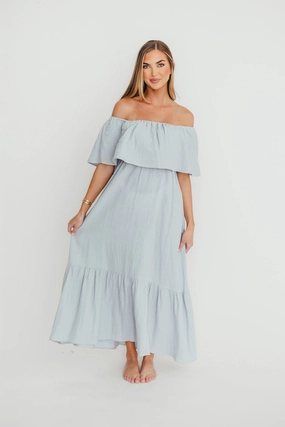 Josie 100% Cotton Maxi Dress in Cloud - Bump & Nursing Friendly Softly Structured