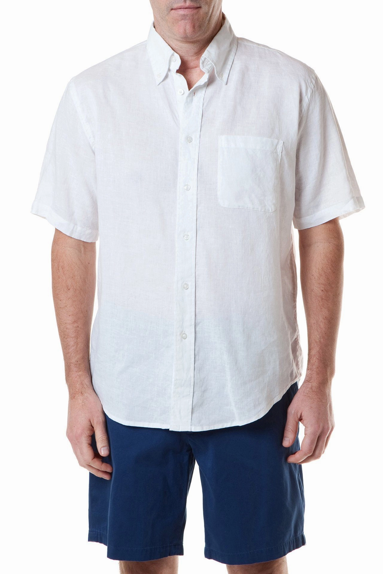 Chase Short Sleeve Shirt White Linen UltraLightweight Tactile Soft Texture