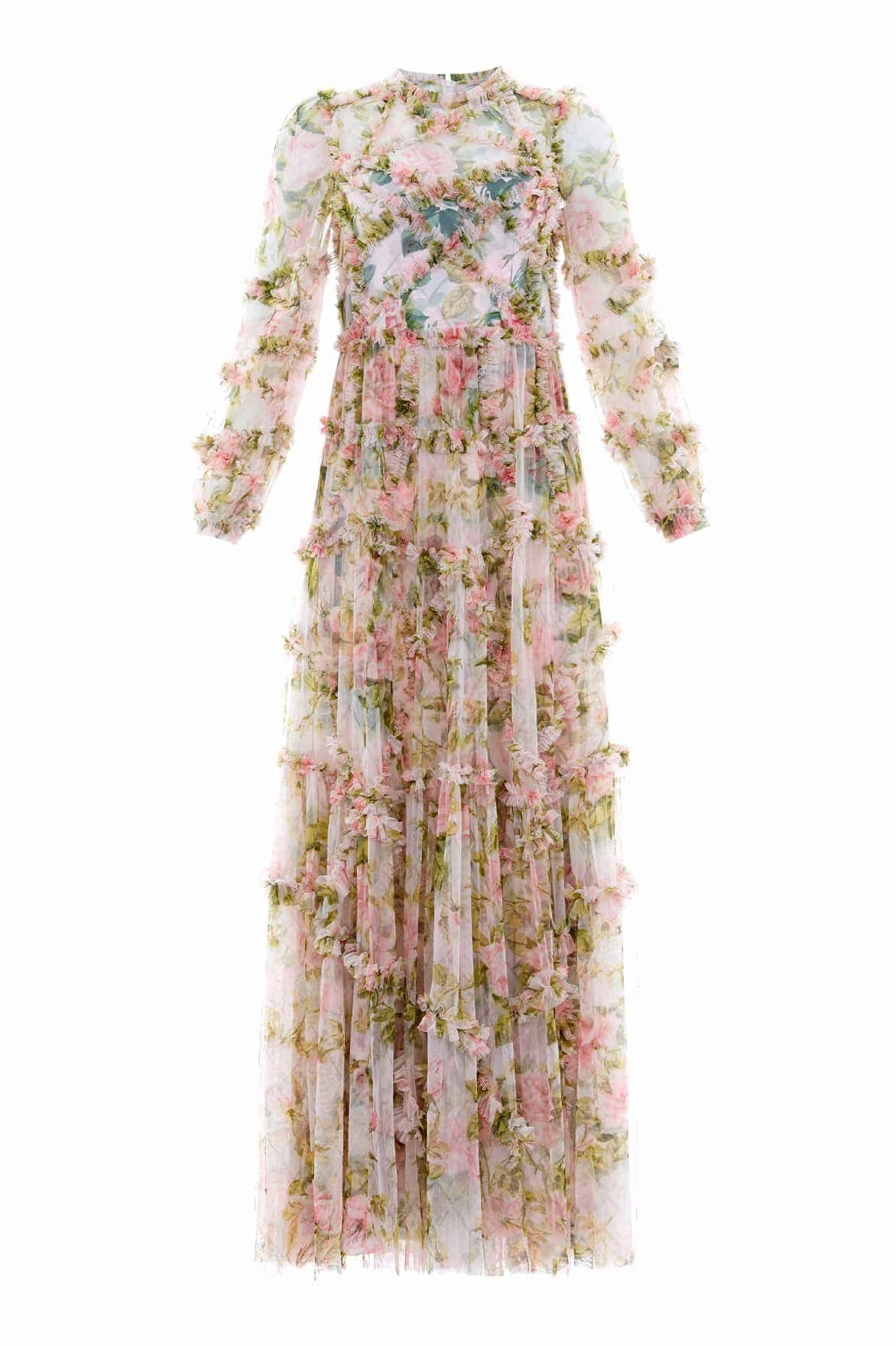 Easy Look English Rose Diamond Ruffle Gown