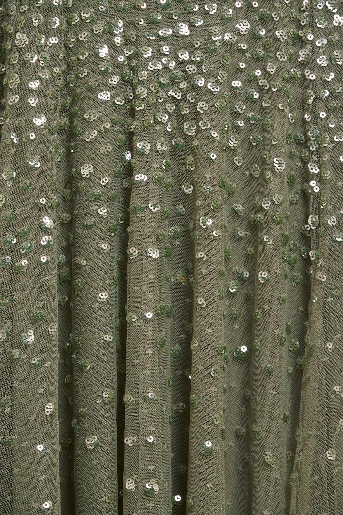 Fitted Shape Dappled Sequin Cape Ankle Gown