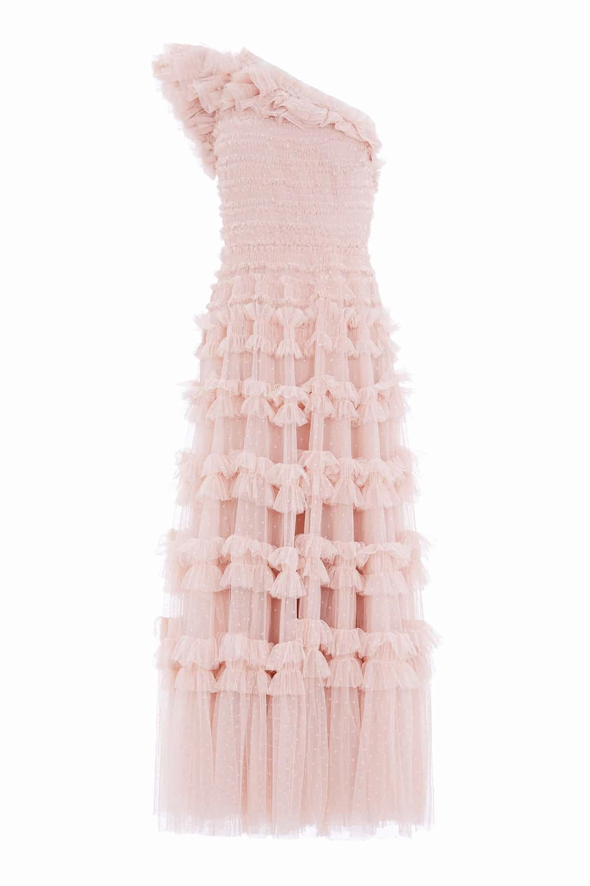 Lisette Ruffle One-Shoulder Gown High-Fashion