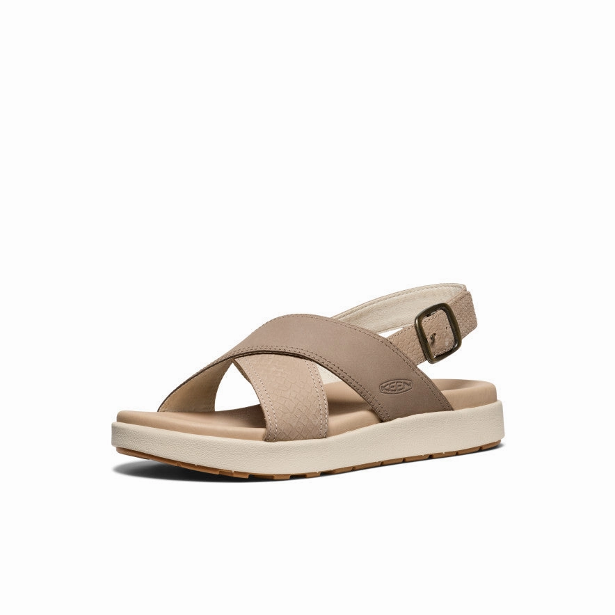 Women's Elle Luxe Cross Strap Sandal  |  Plaza Taupe/Brindle Slide Style Recyclable Packaging