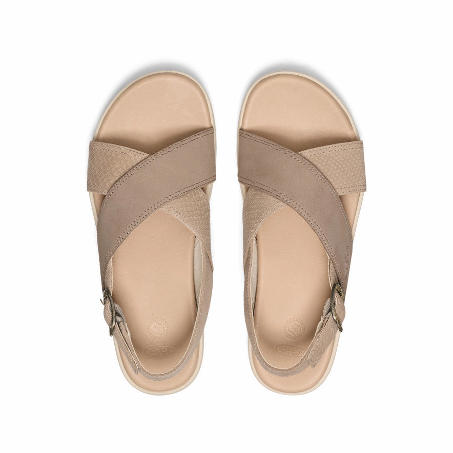 Slip-Resistant Sole Women's Elle Luxe Cross Strap Sandal  |  Plaza Taupe/Brindle