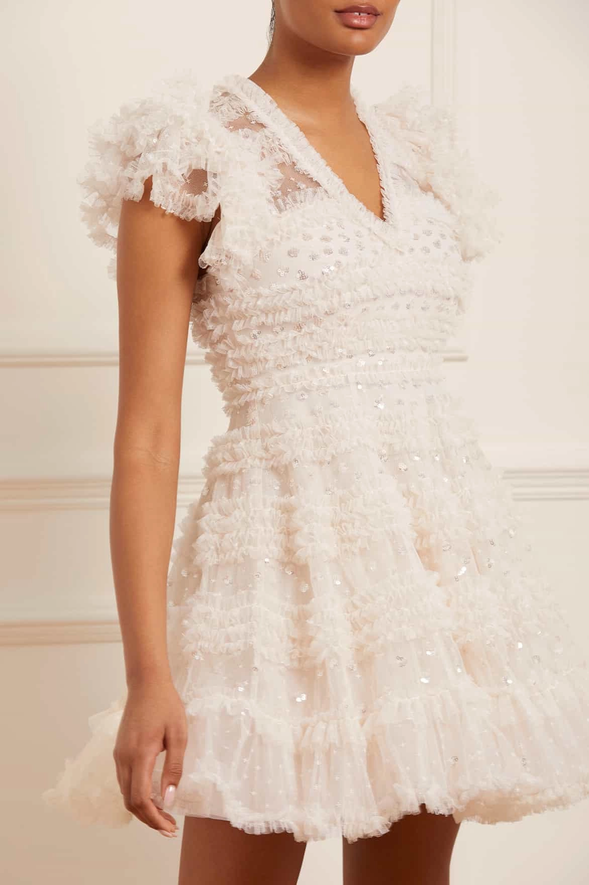 Delicate Lines Vivian V-Neck Micro Mini Dress