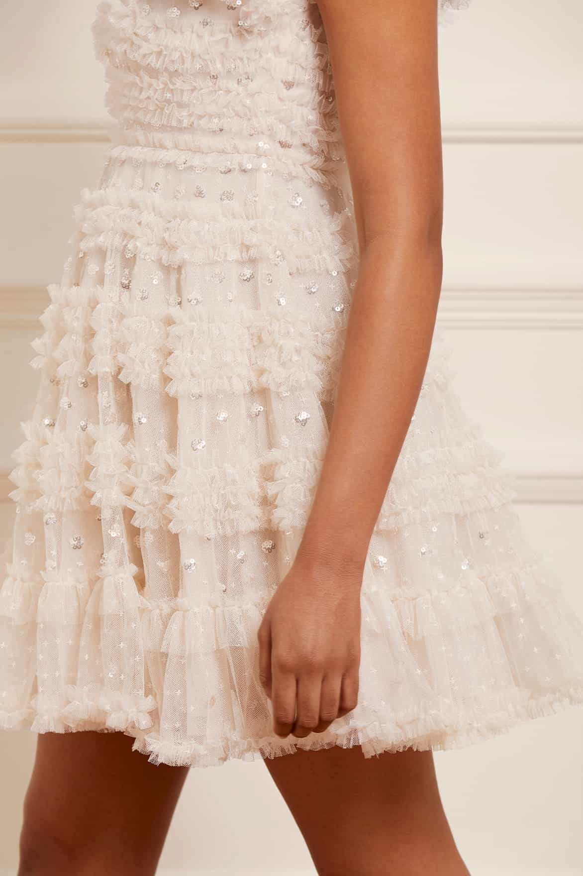 Peplum-Style Vivian V-Neck Micro Mini Dress