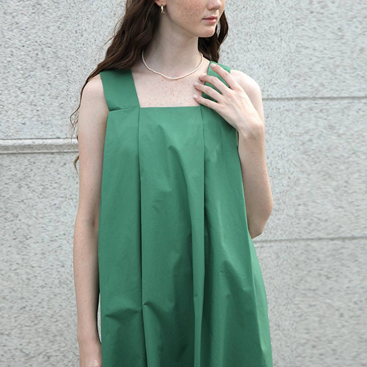 Relaxed Style Wear Chilly Weather Layer COTTON FABRIC LOOSE SLIP DRESS_CWDSD4040