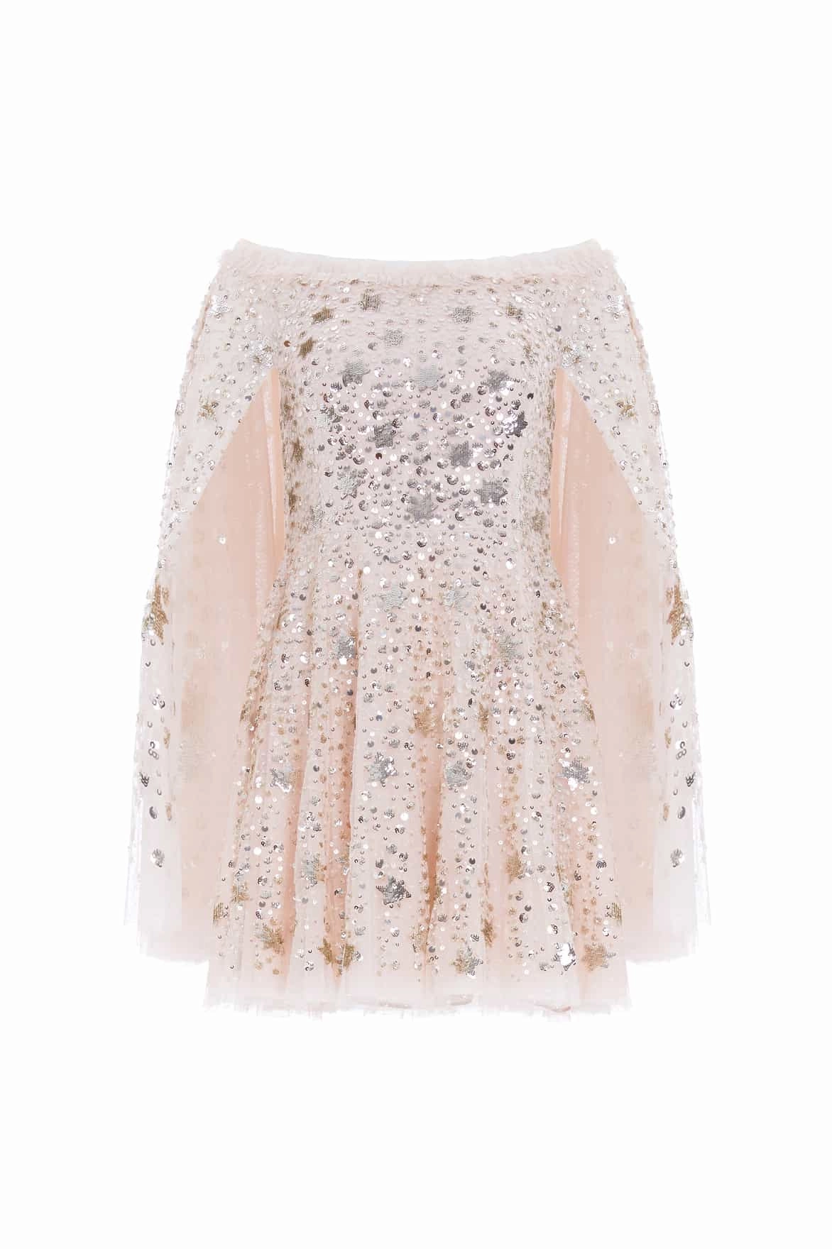 Casual Comfort Wear Shooting Stars Cape Micro Mini Dress