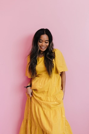 Balloon-Sleeve Slim Form Ella Dress