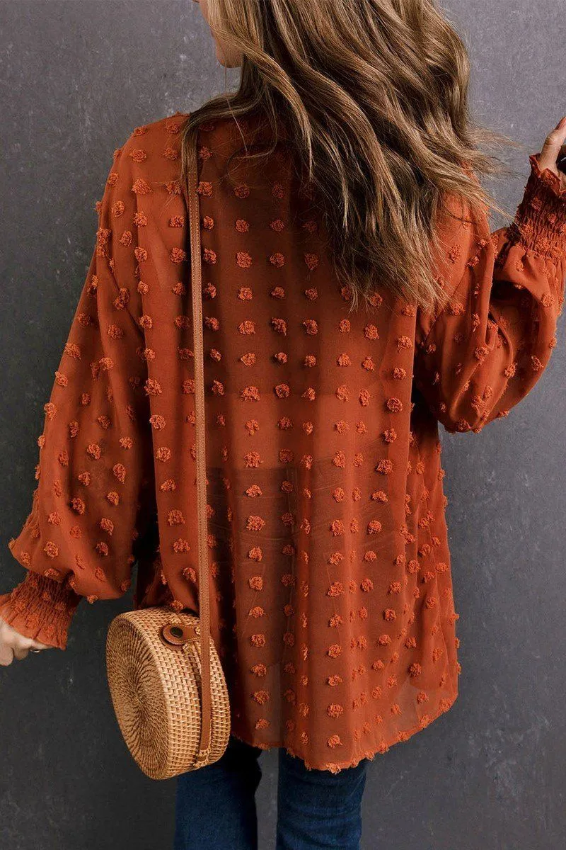 CHIFFON SWISS DOT MID LENGTH SHRUG FOR WOMEN Trendy Shirt