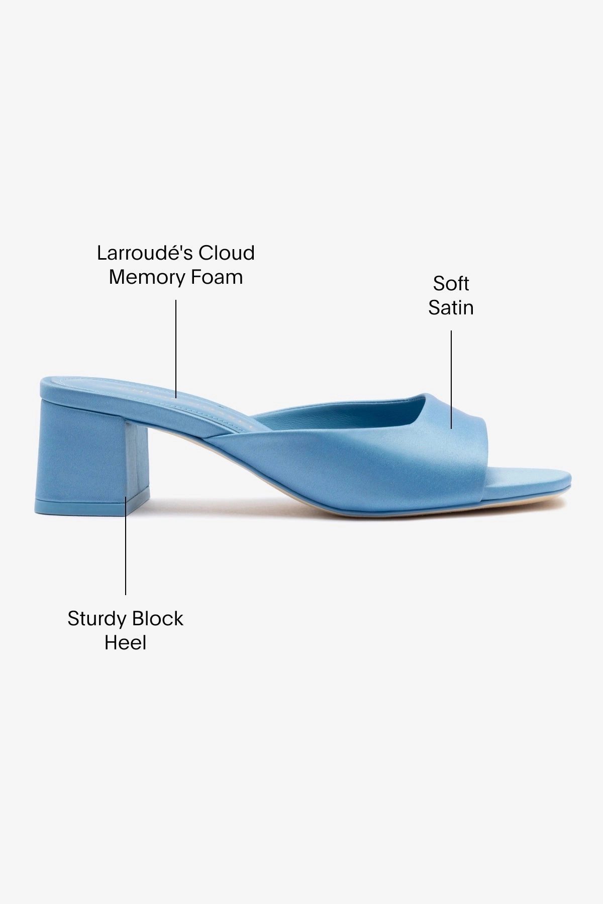 Chloe Gosselin by Larroud Anah Mule In Blue Satin Mesh Cool