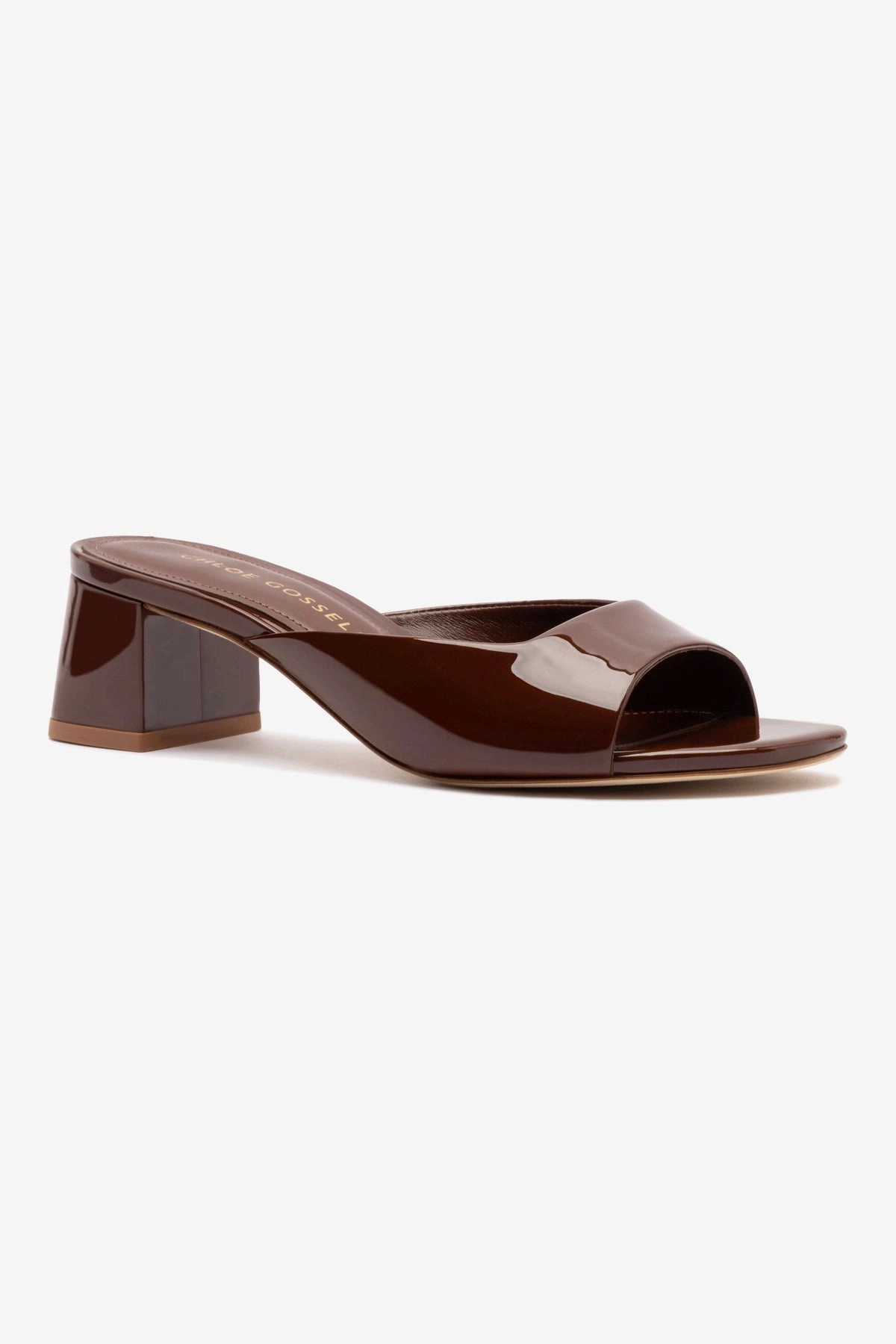 Chloe Gosselin by Larroud Anah Mule In Brown Patent Leather Fit