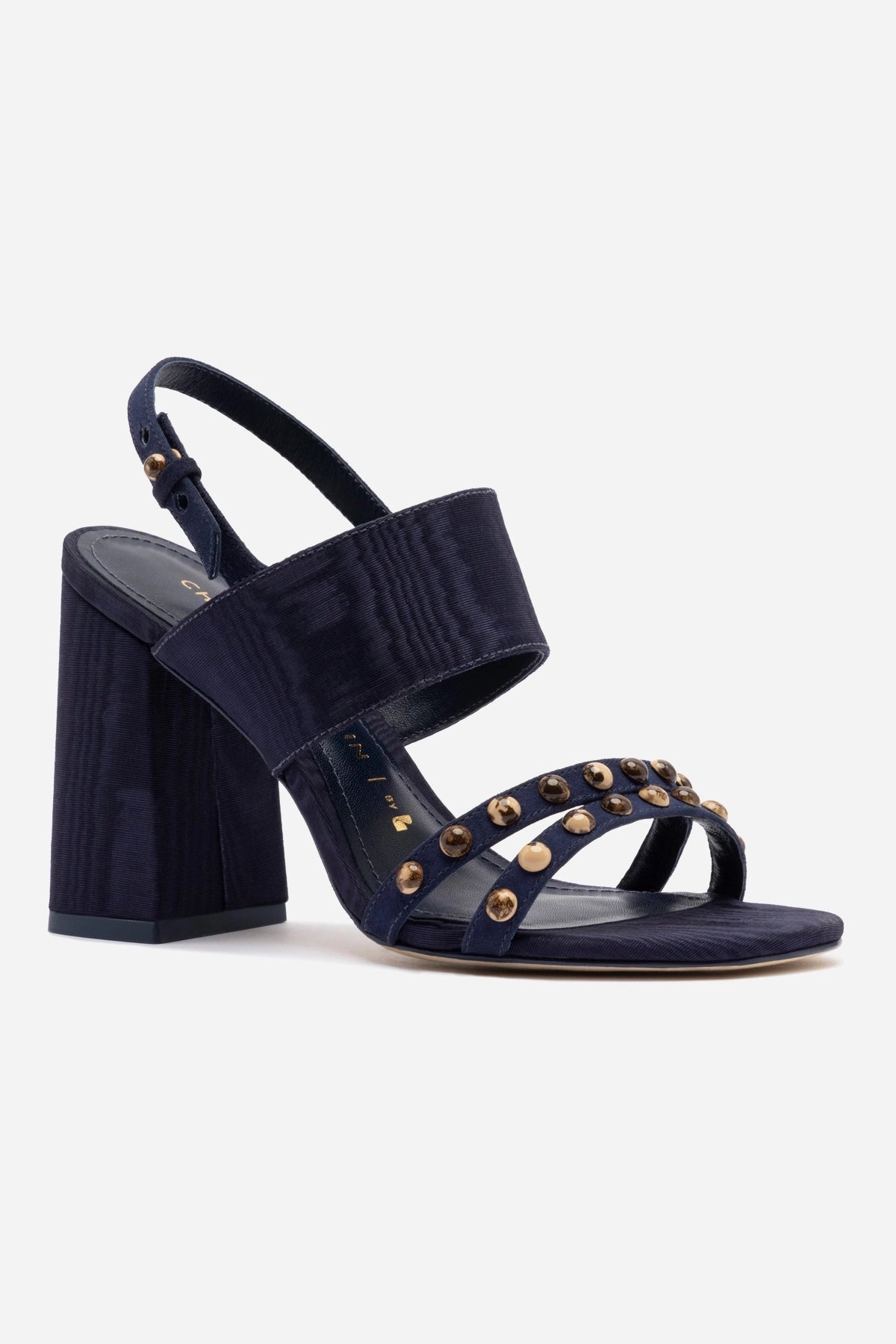 Lightweight Form Casual Wear Chloe Gosselin by Larroud Margot Sandal In Deep Navy Suede and Navy Satin