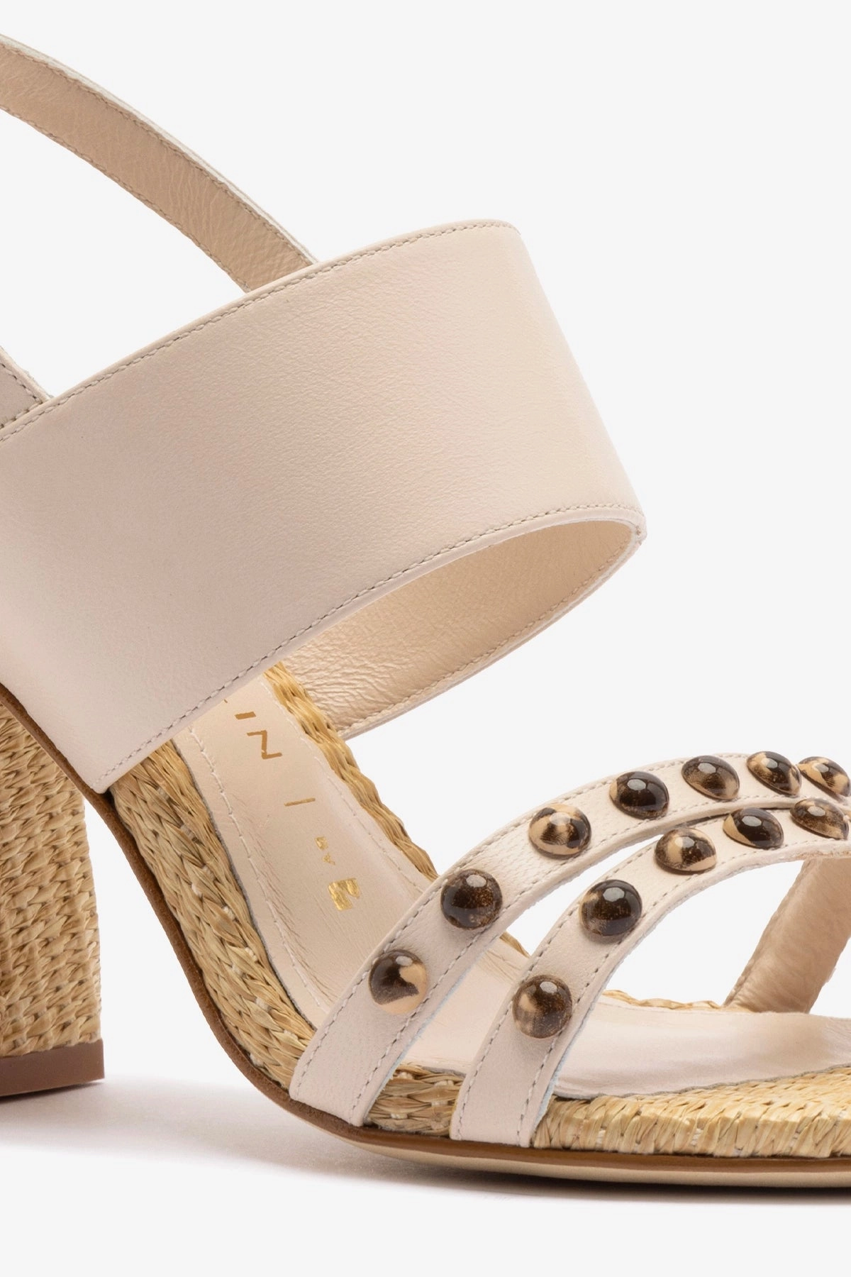 Forest Mood Chloe Gosselin by Larroud Margot Sandal In Puff Cream Leather and Natural Raffia