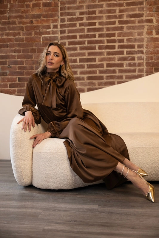 Chloe Satin Dress Deep Hue Casual Layering