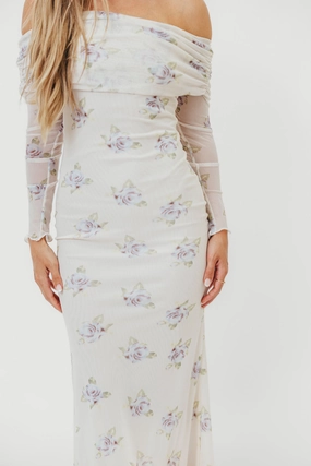 Fashion Layers Chrishell Off Shoulder Maxi Dress in Cream