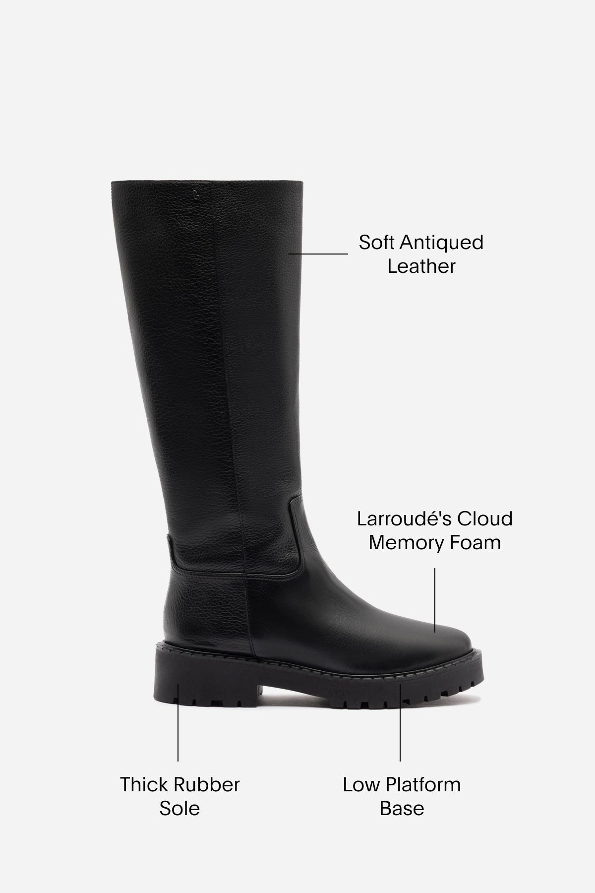 Walking Anne Lugsole Boot In Black Leather