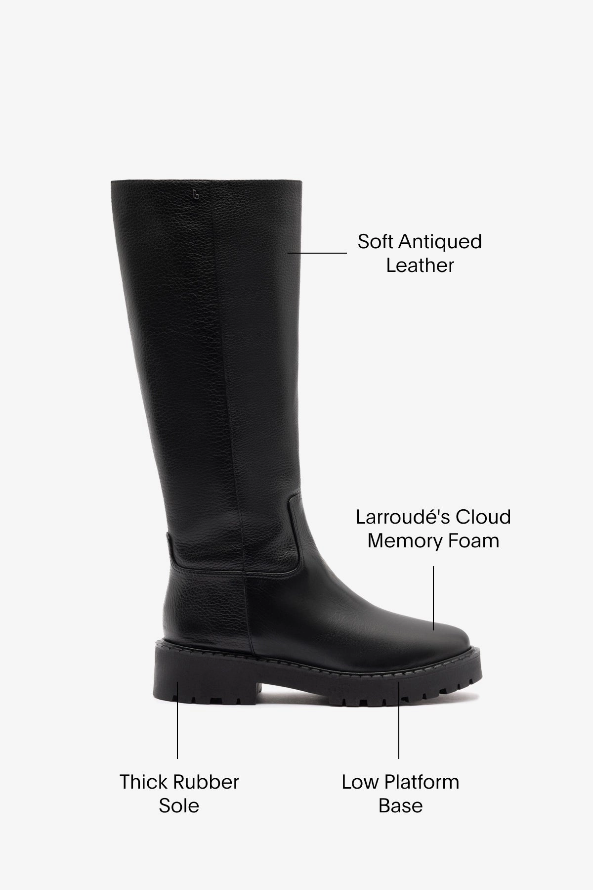 Anne Lugsole Boot In Black Leather Hot Pick