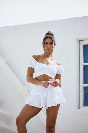 Blanco By Nature Ruffle Skirt Breezy Style Simple Fashion