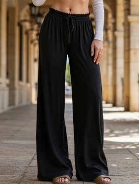 Minimalist Waist Fitted Design Solid color loose straight tube drop knit pants