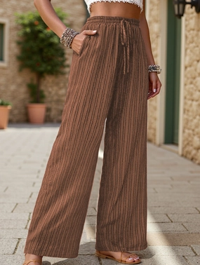 Simple high-waist loose pleated wide-leg pants Durable Hemming