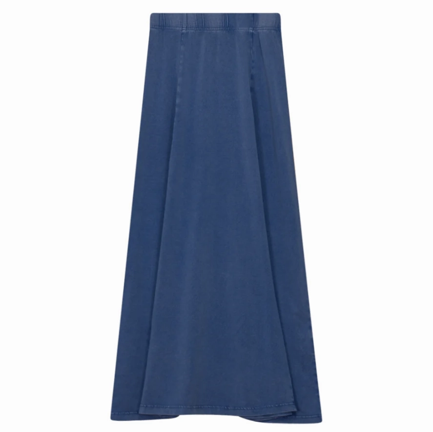 Unclear Light Denim Wash Panel Long Skirt SB3CYT2056SL Crisp Look Flow Look