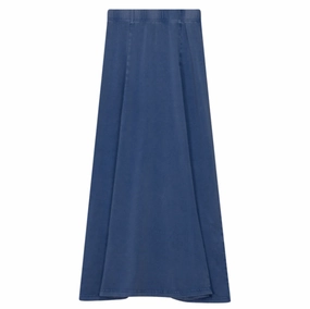 Unclear Light Denim Wash Panel Long Skirt SB3CYT2056SL Crisp Look Flow Look