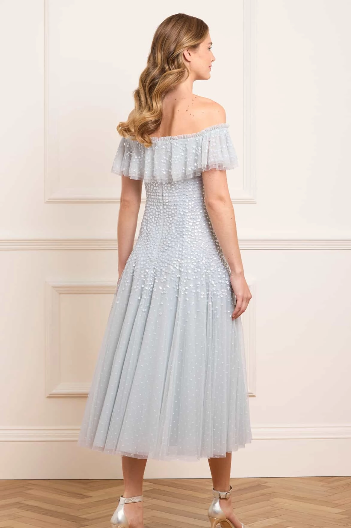 Dappled Sequin Off-Shoulder Ballerina Dress Essential Layer Bright Bloom