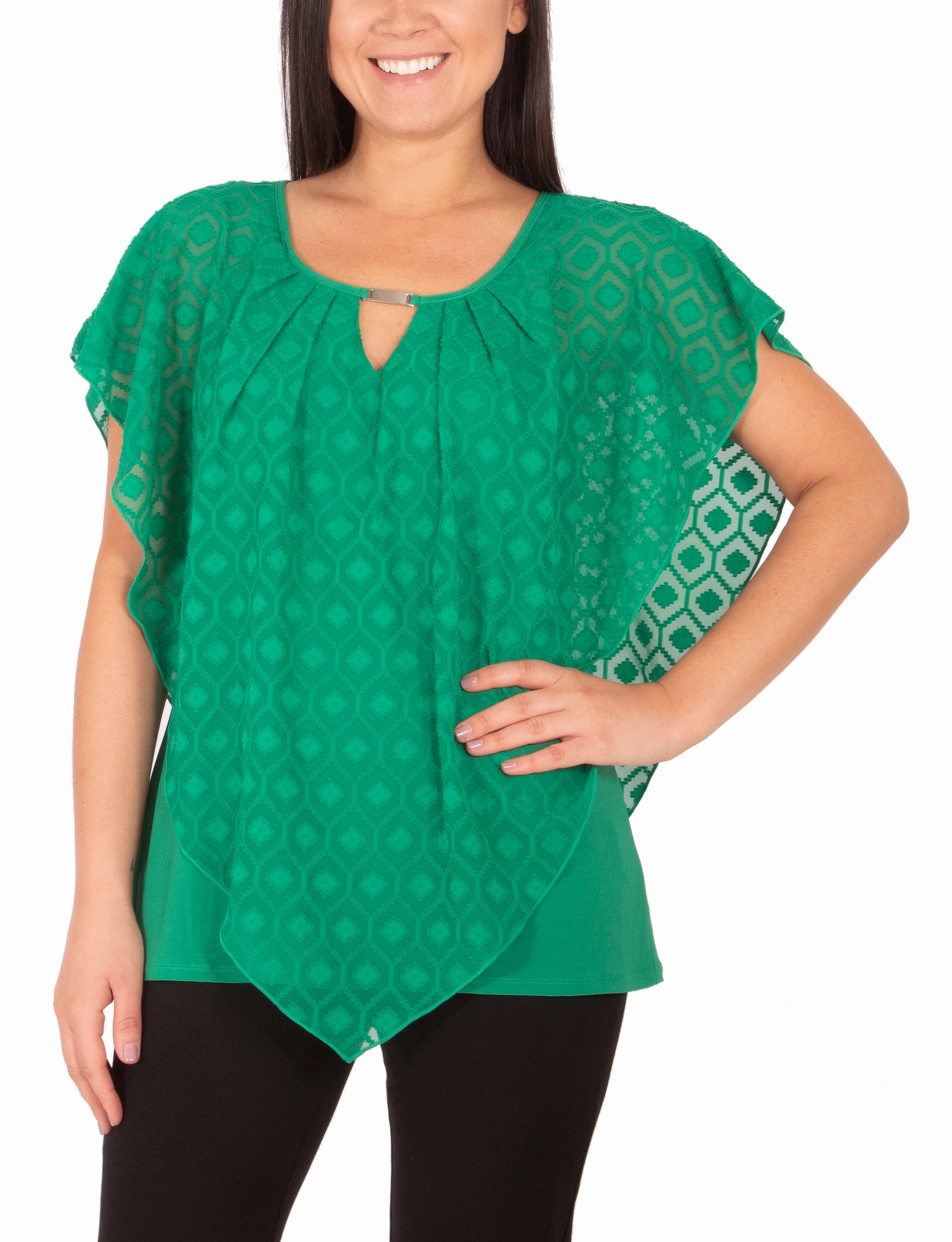 NonSlip Grip Tape Clipdot Poncho Top With Hardware