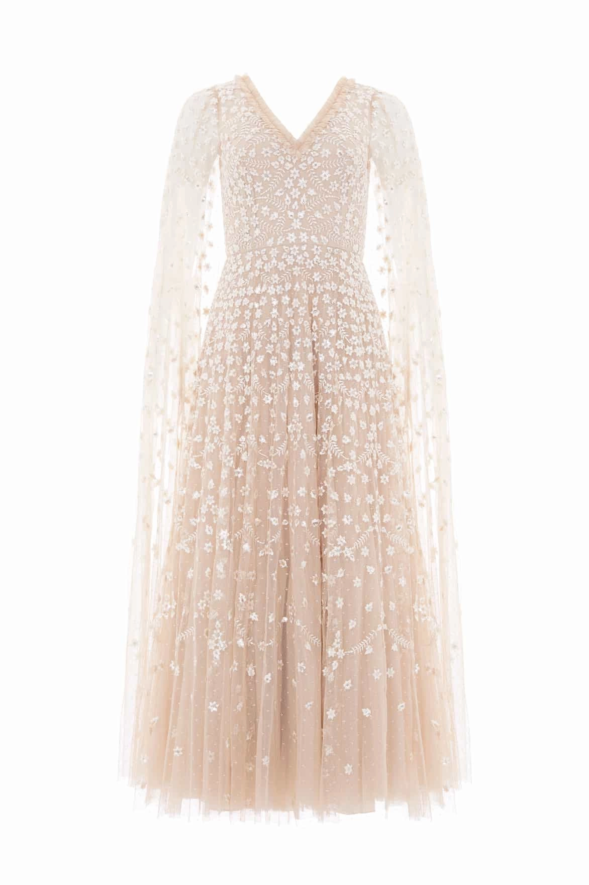 Minimal Mood Clover Cape Sleeve Ankle Gown