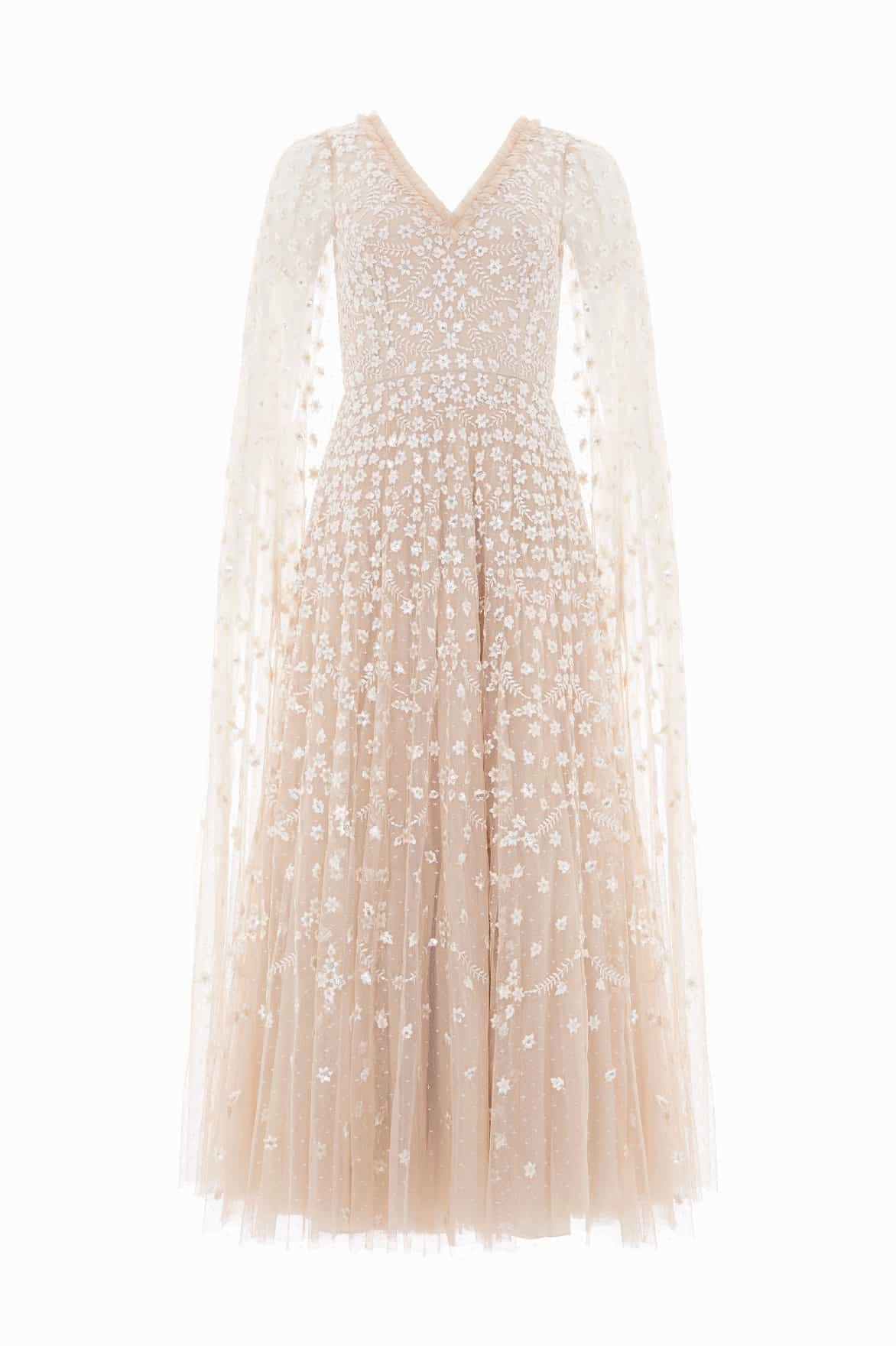 Clover Cape Sleeve Ankle Gown Chill Style Street Mode