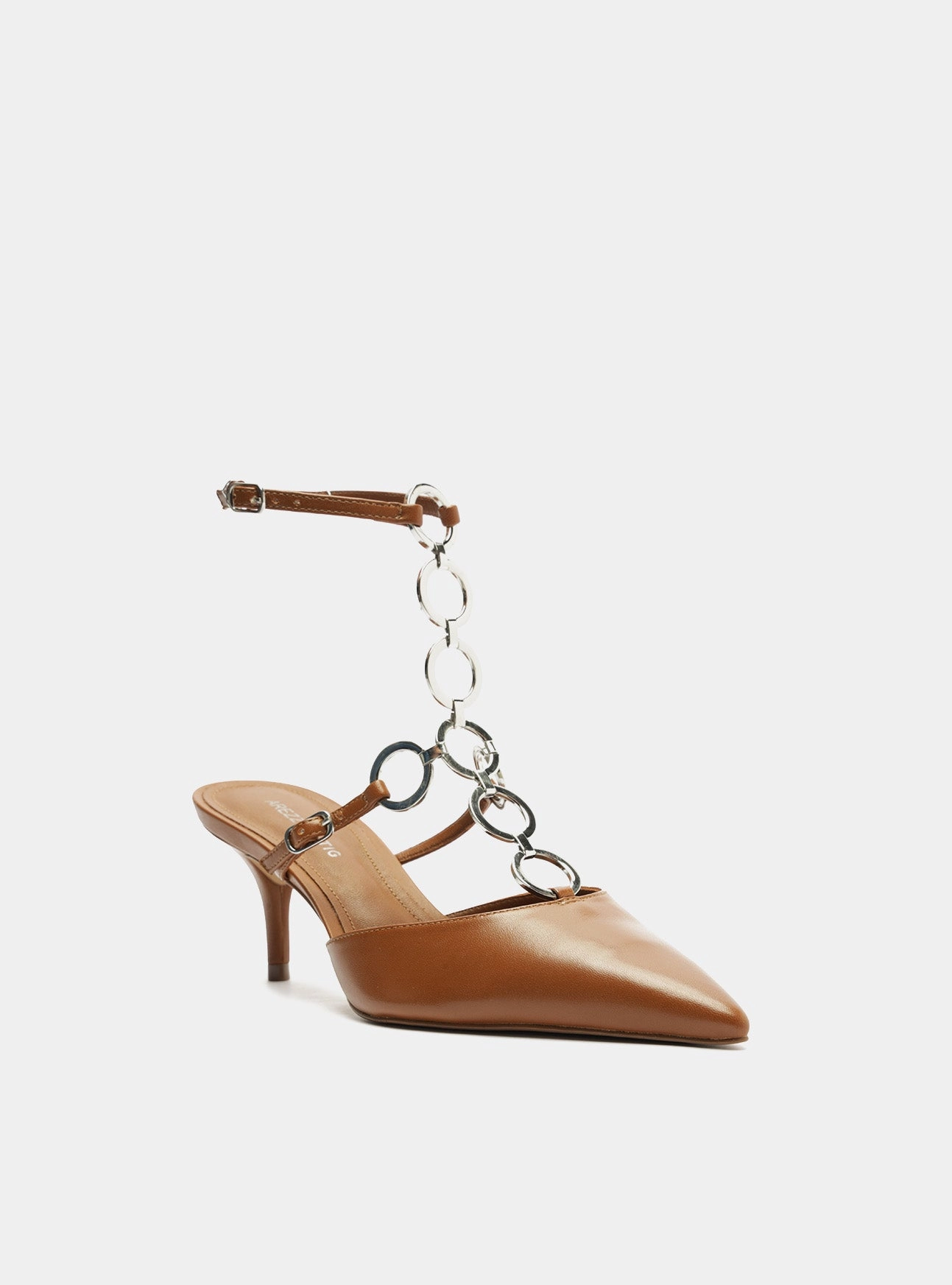 Clover Leather Stiletto Pump Mid Heel