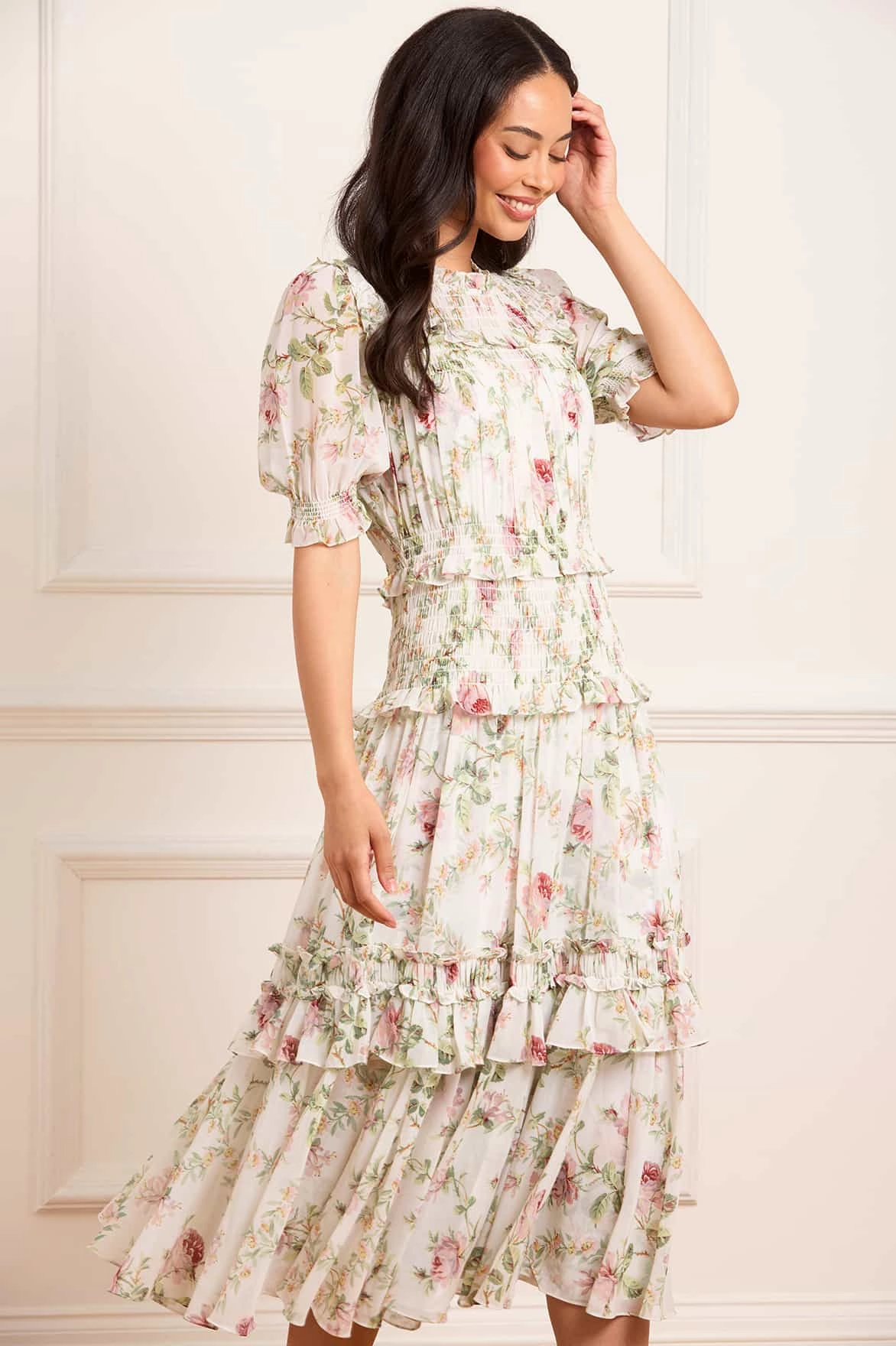 Colette's Rose Emilia Georgette Ballerina Dress Statement-Print