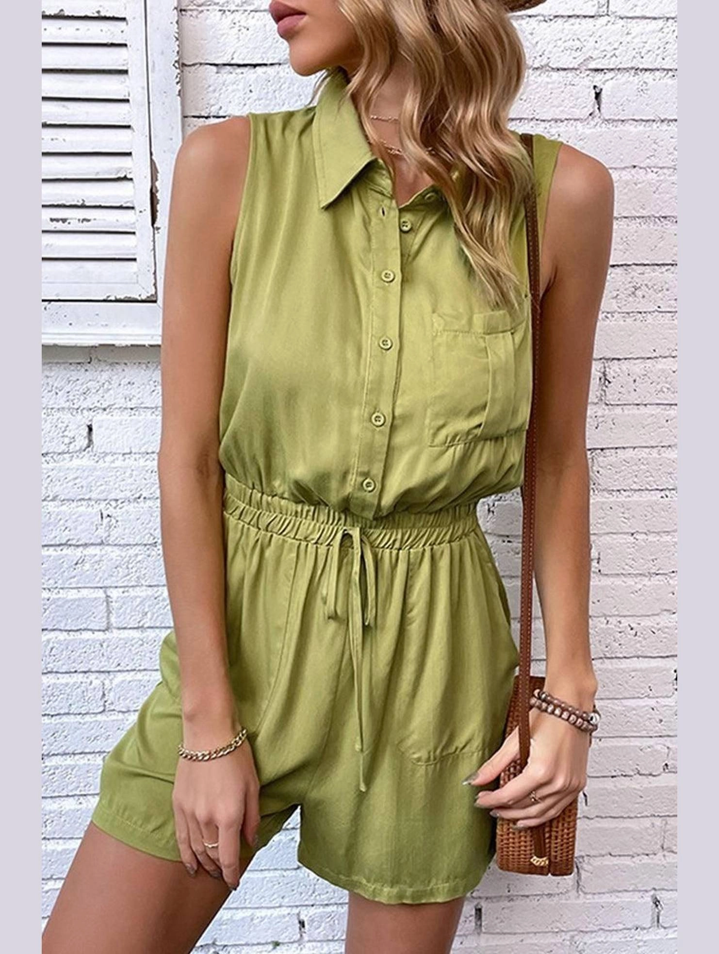 LayeredPanel COLLARED SLEEVELESS JUMPSUIT