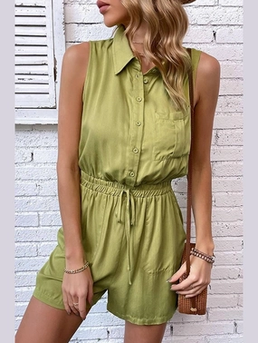 LayeredPanel COLLARED SLEEVELESS JUMPSUIT