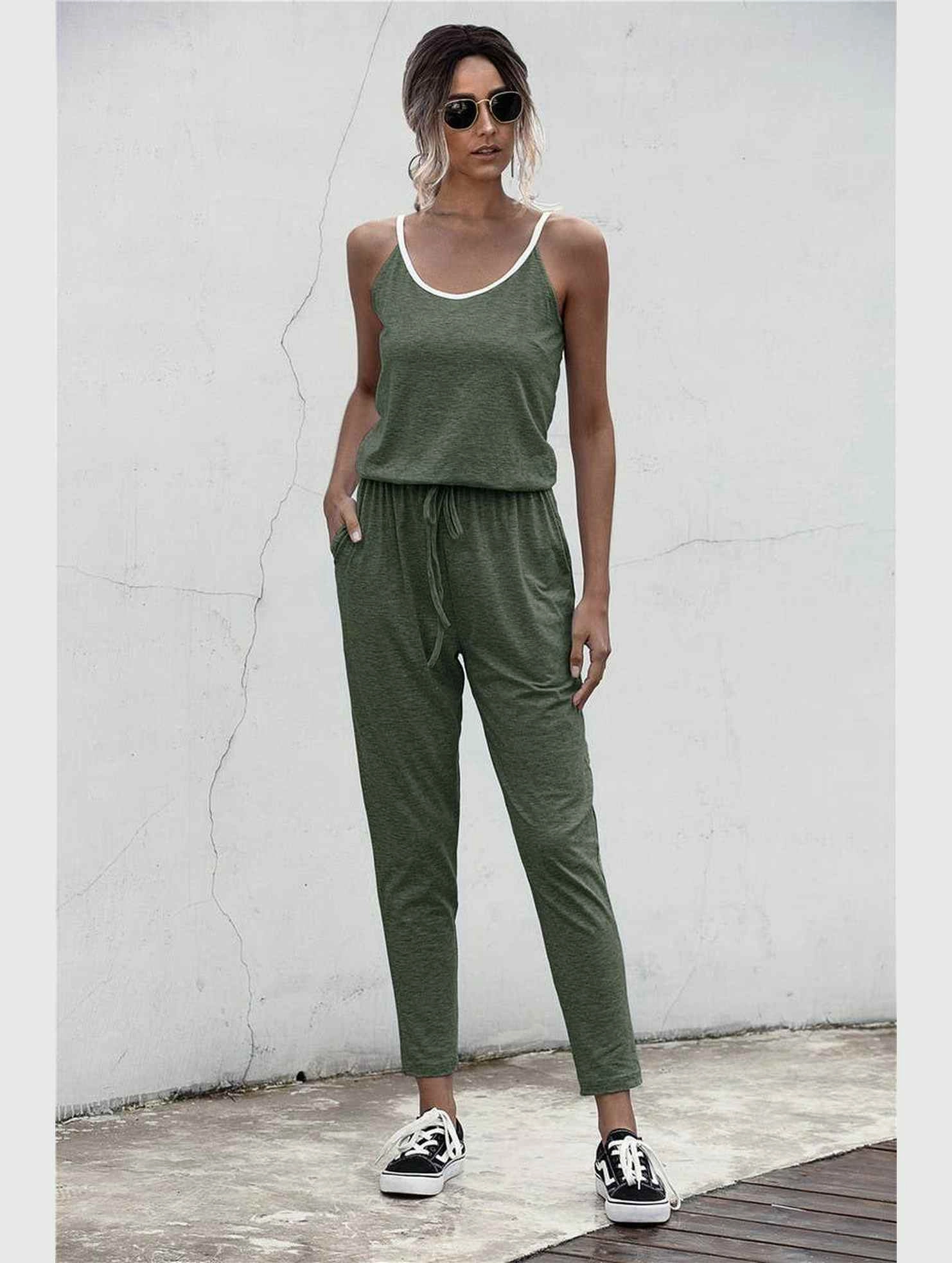 Active Vacation Loose Versatile COLOR MATCHING CAMISOLE JUMPSUIT_CWSJS0430
