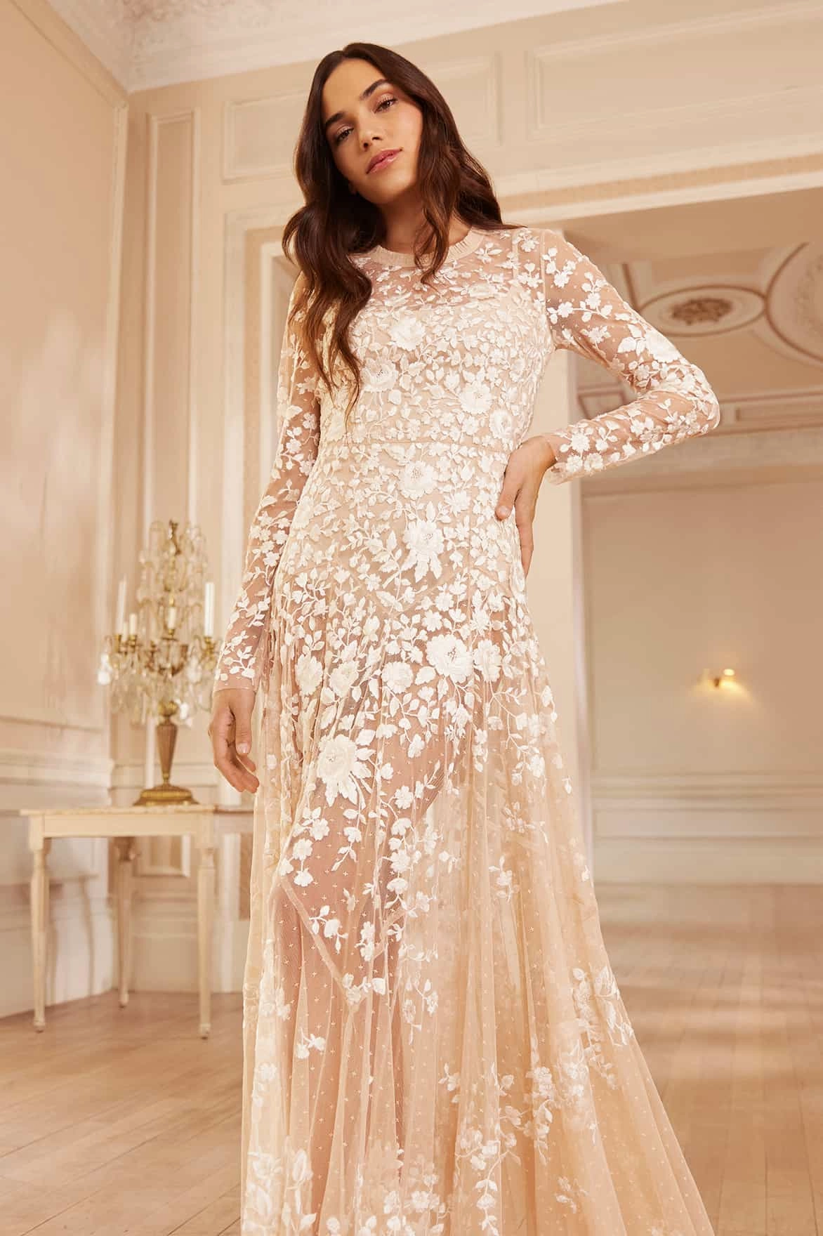 Smart and Polished Tactile Feel Rosa Sheer Ankle Gown