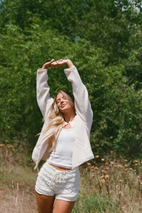 SeamlessDesign QuickRelease Fastener Bradley Contrast Sherpa Button-up Jacket in Cream