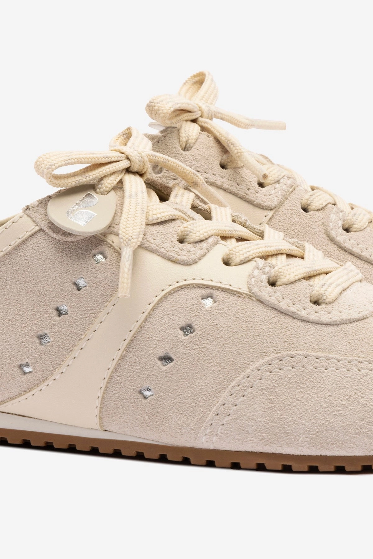 Anti Fatigue Technology Stella Mule In Mushroom Grey Suede and Ivory Leather