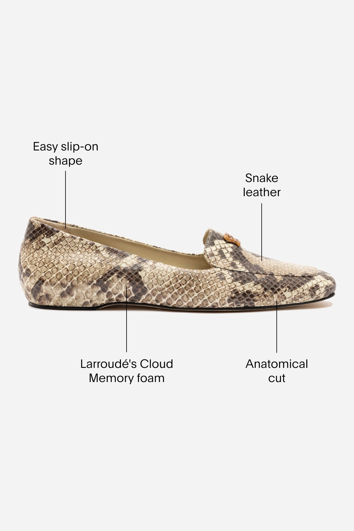 Larroud x CPPXO Loafer In Neutral Snake Leather High Rebound Midsole Durable Build Trail Running