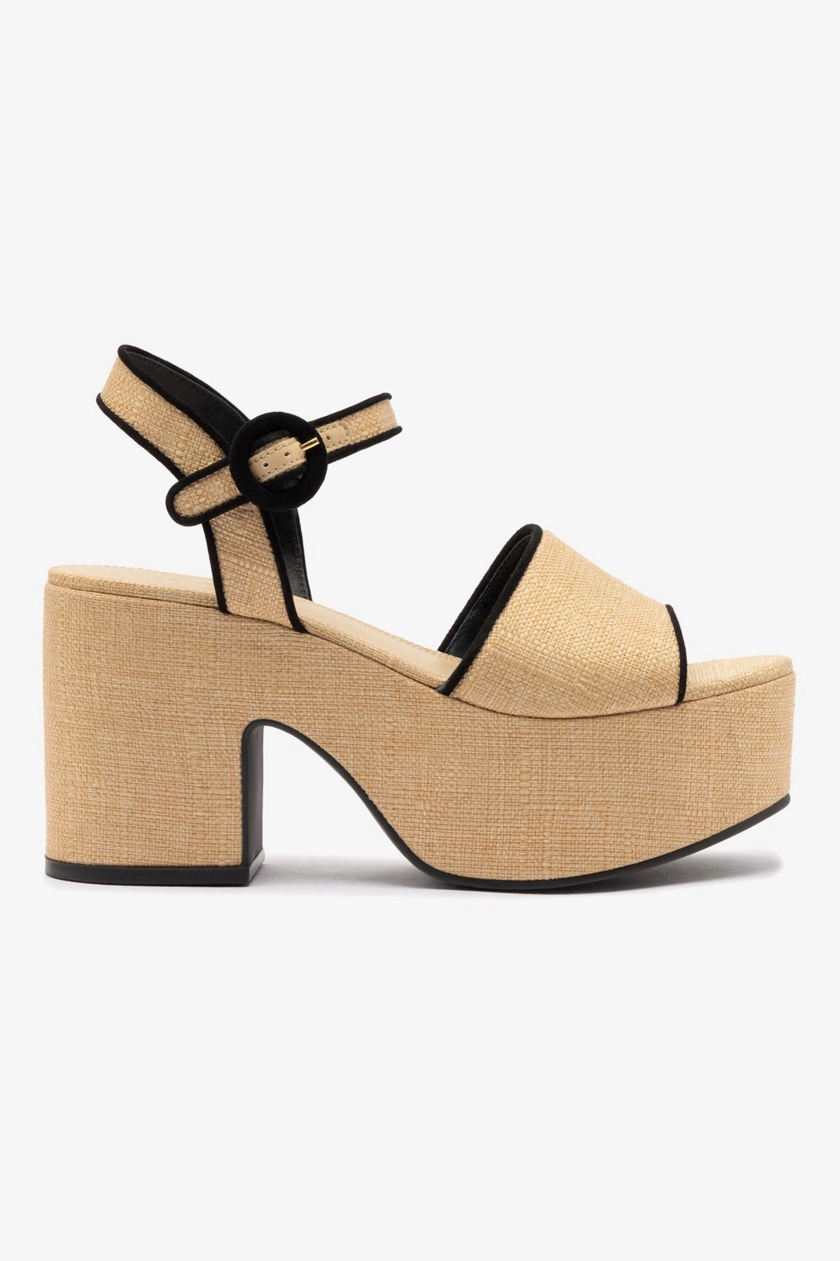 Miso Sandal In Beige Raffia and Black Trimming Secure fit Comfort Grip