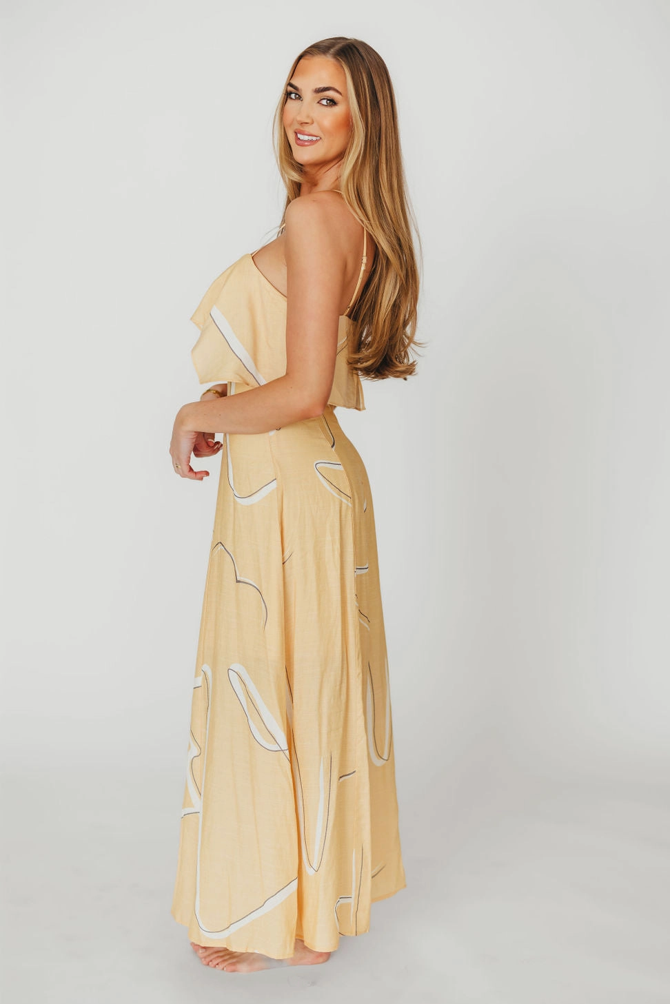 Sophisticated Elegance Lark Ruffle Detail Maxi Dress in Mango