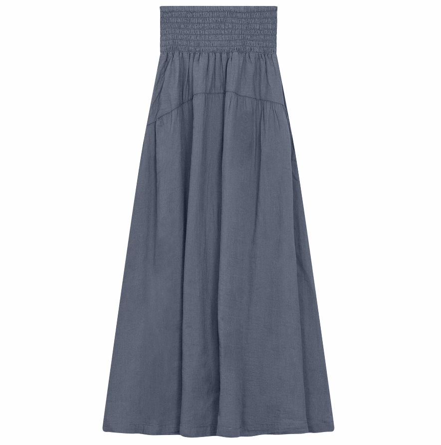 Friction Free Red Myth Luggage Blue Gauze Maxi Skirt SB4CM8886SL