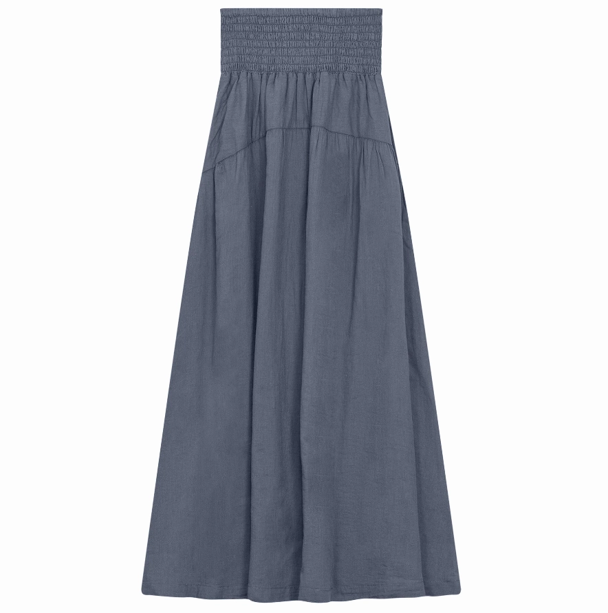 Red Myth Luggage Blue Gauze Maxi Skirt SB4CM8886SL Sleek Appeal