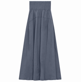 Red Myth Luggage Blue Gauze Maxi Skirt SB4CM8886SL Detail Focus