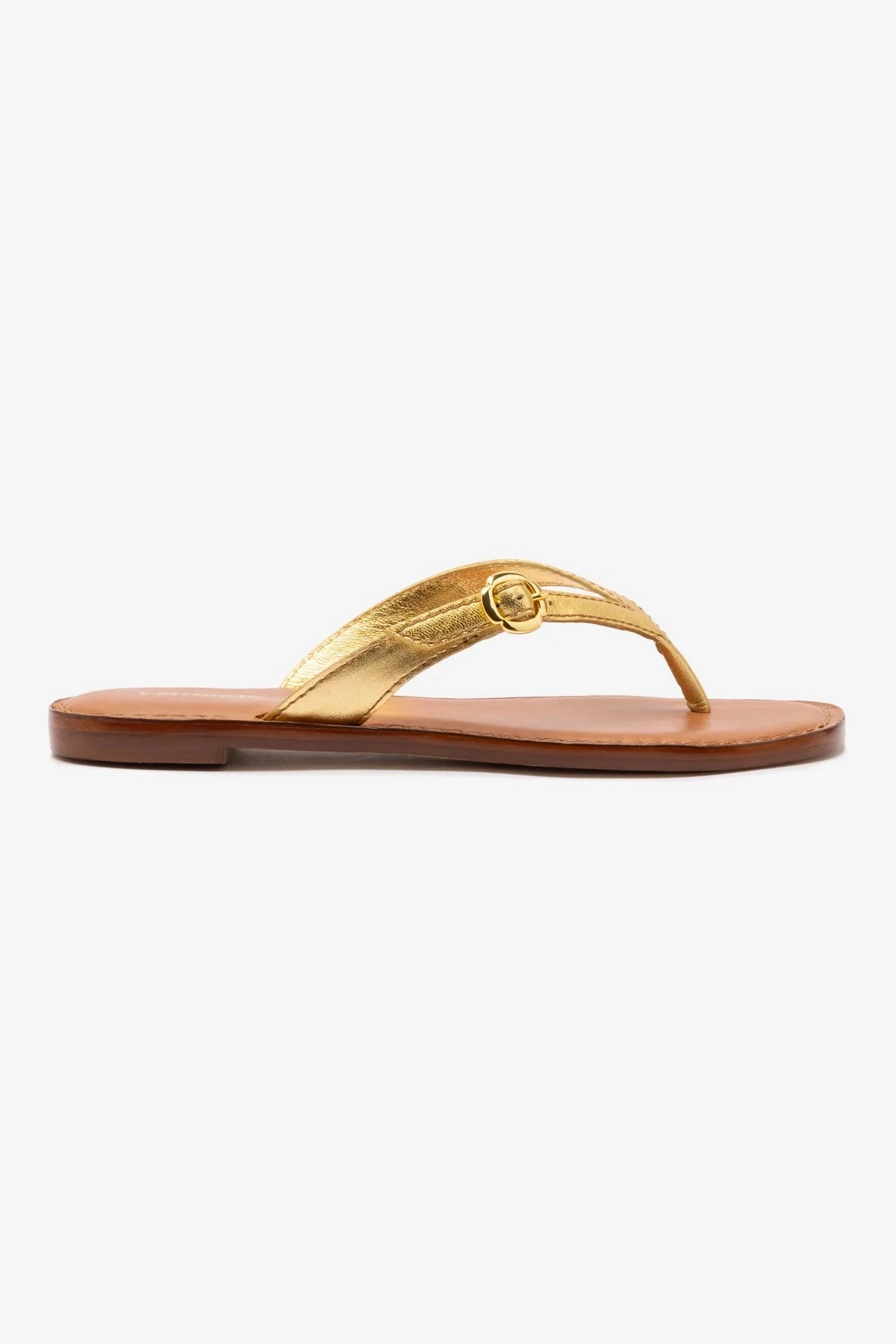 Mary Kate Flat Sandal In Gold Metallic Leather Anti Odor Urban Stroll