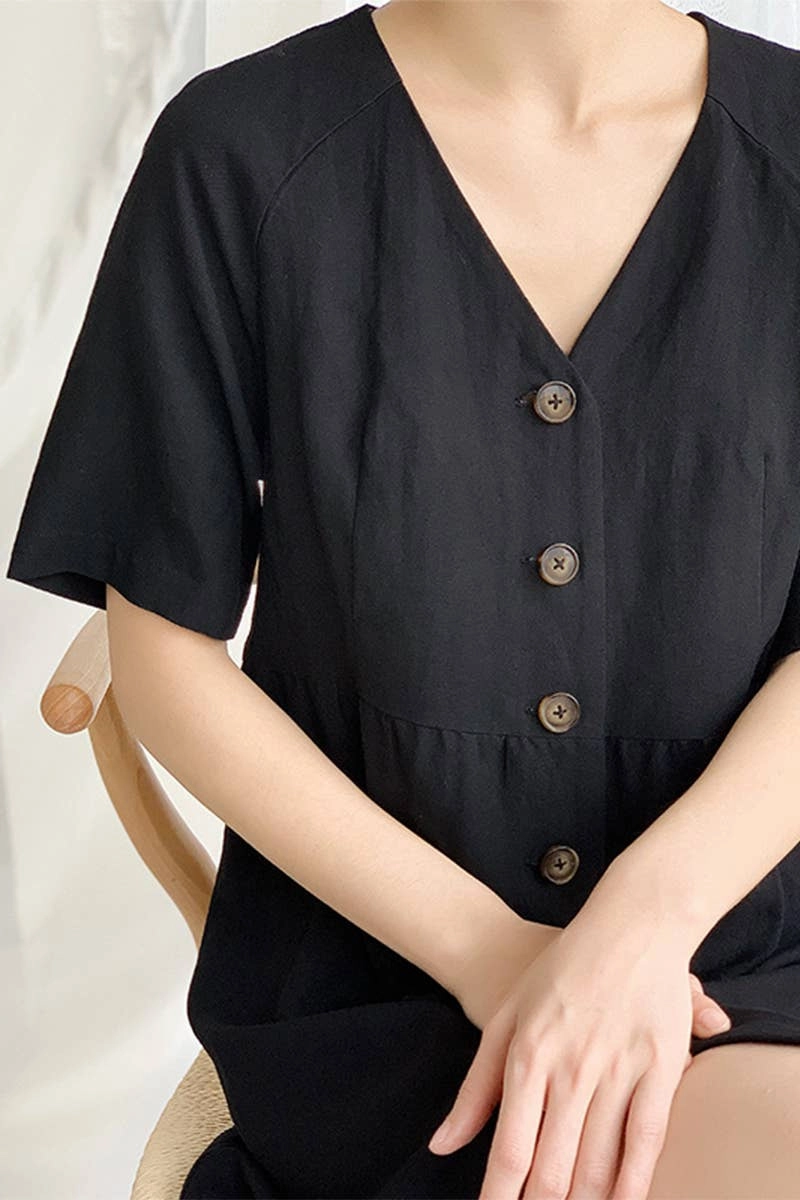 COTTON WAIST SLIMMING HEMP FRENCH DRESS_CWDSD4069 Hot Now