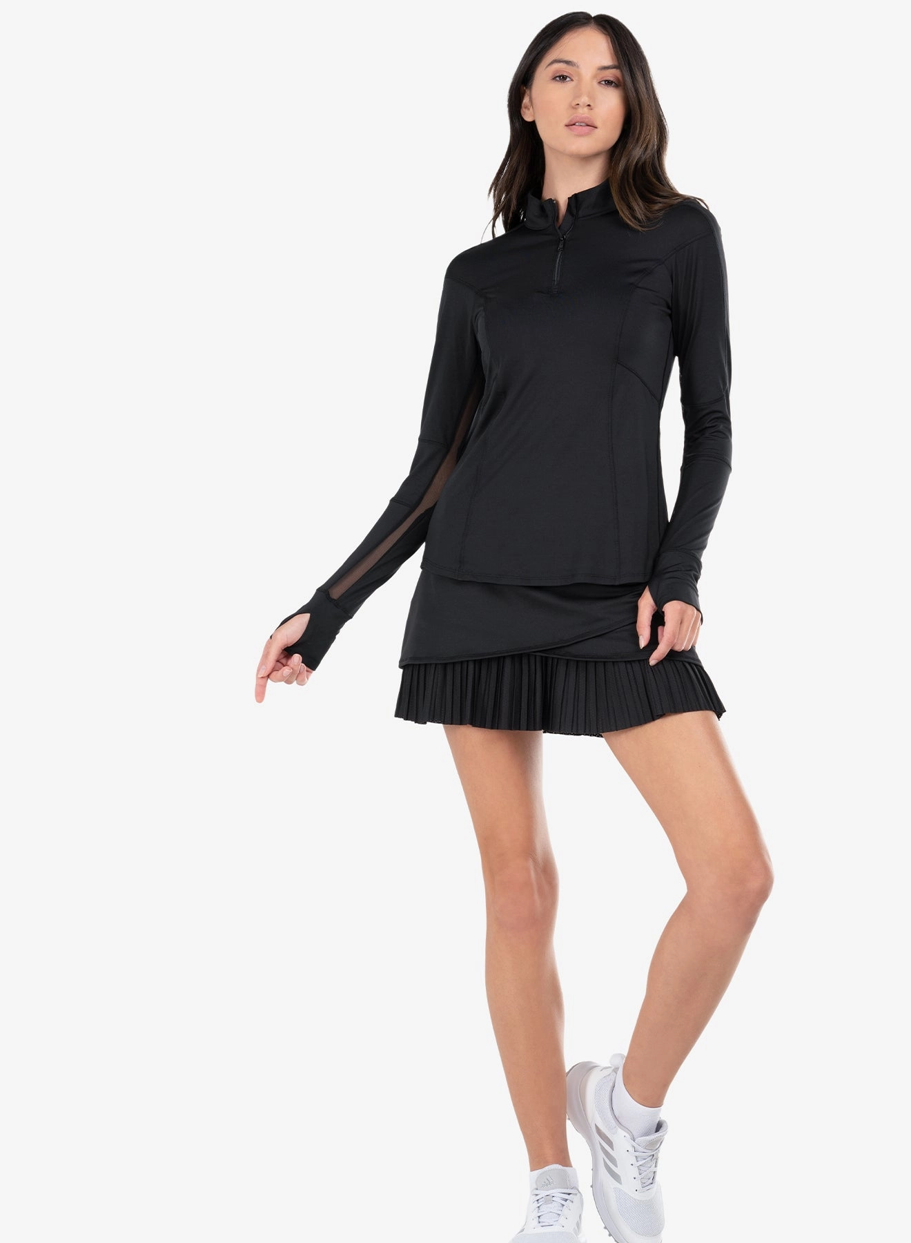 1/4 Zip Long Sleeve NonPill Surface Treatment Flexible Shoulder Gusset