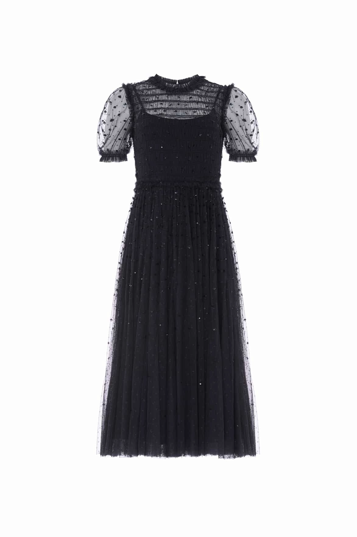 Sequin Giselle Smocked Ballerina Dress Elegant Layering Bright-Hue