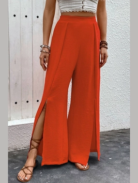 COMMUTER CASUAL HIGH-WAISTED WIDE-LEG PANTS_CWBLP0752 Ventilated Mesh Lining Lightweight Feel