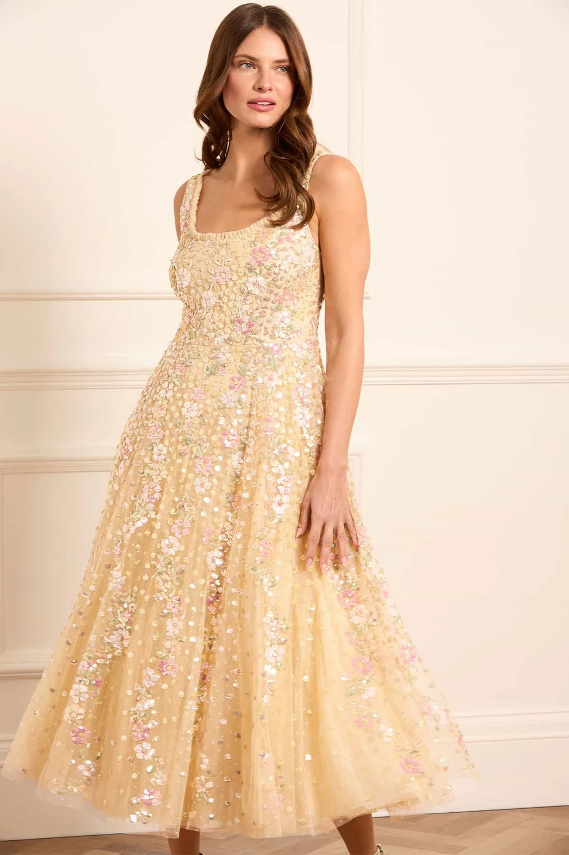 Confetti Scoop Neck Ballerina Dress Geometric-pattern